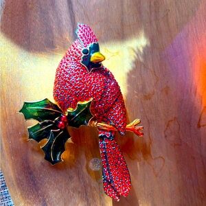 Joan Rivers Elegant Red Cardinal brooch